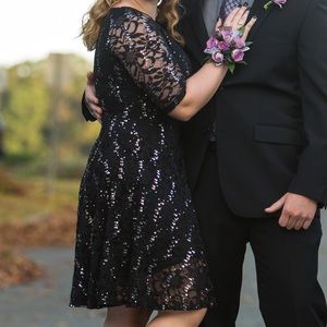 Black and silver sequins formal dress